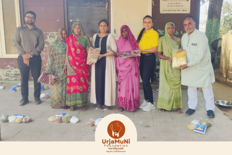 गबापुरा में विधवा और निराश्रित महिलाओं के लिए खाद्यान्न एवं साड़ी/चणिया वितरण कार्यक्रम